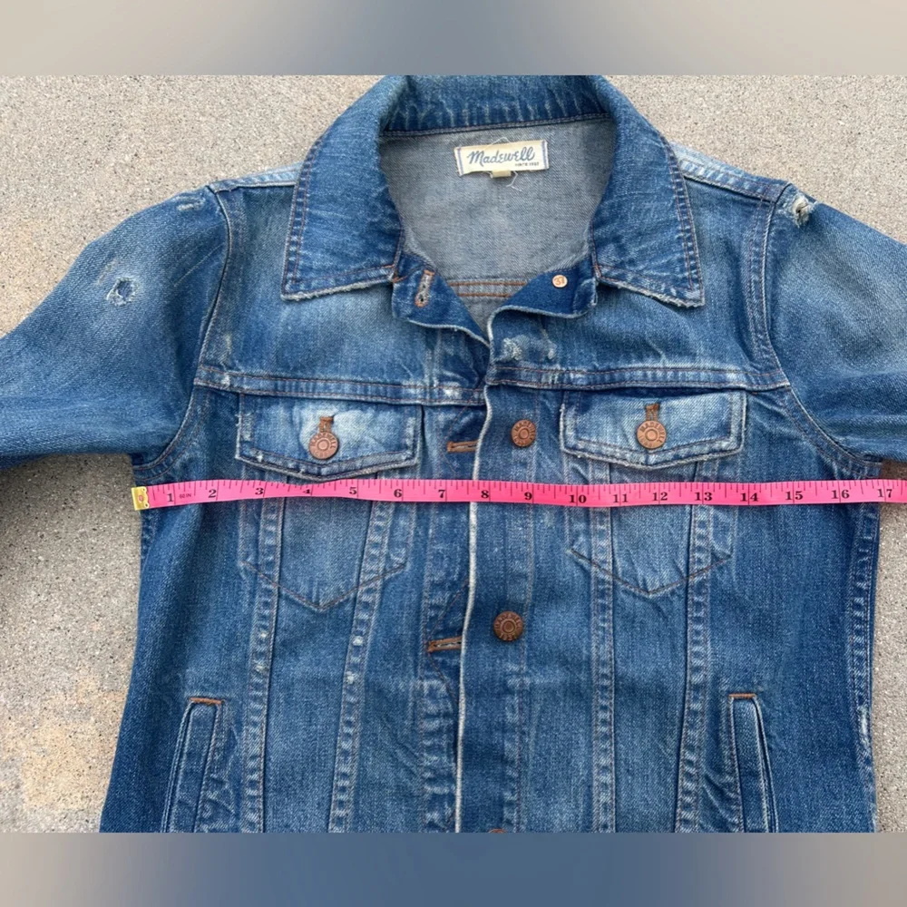 Madewell The Jean Jacket in Pinter Wash Distressed Women Size Small 100% Cotton - Picture 13 of 15